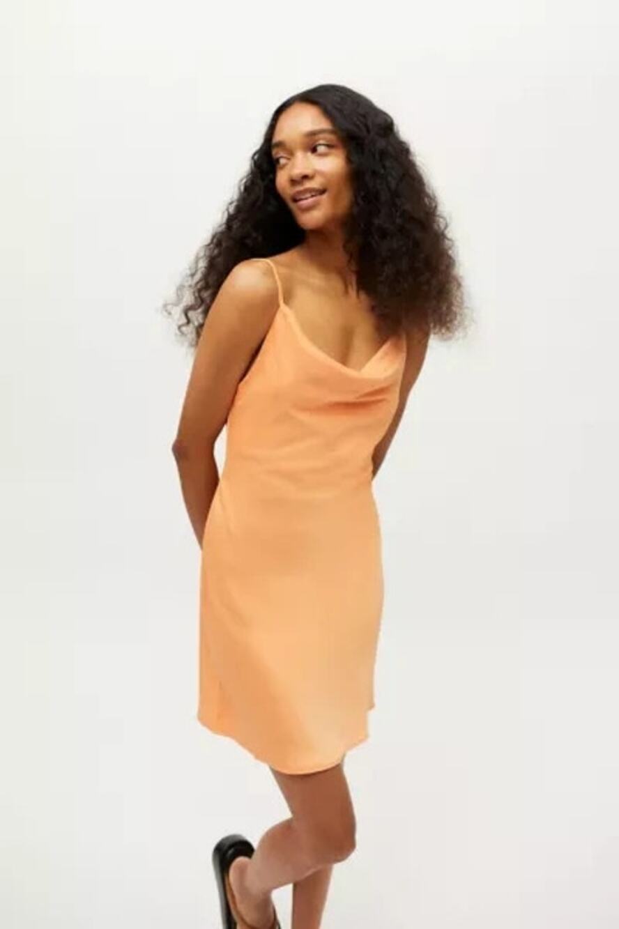 Urban Outfitters UO Mallory Cowl Slip Dress Melon Orange Size XS